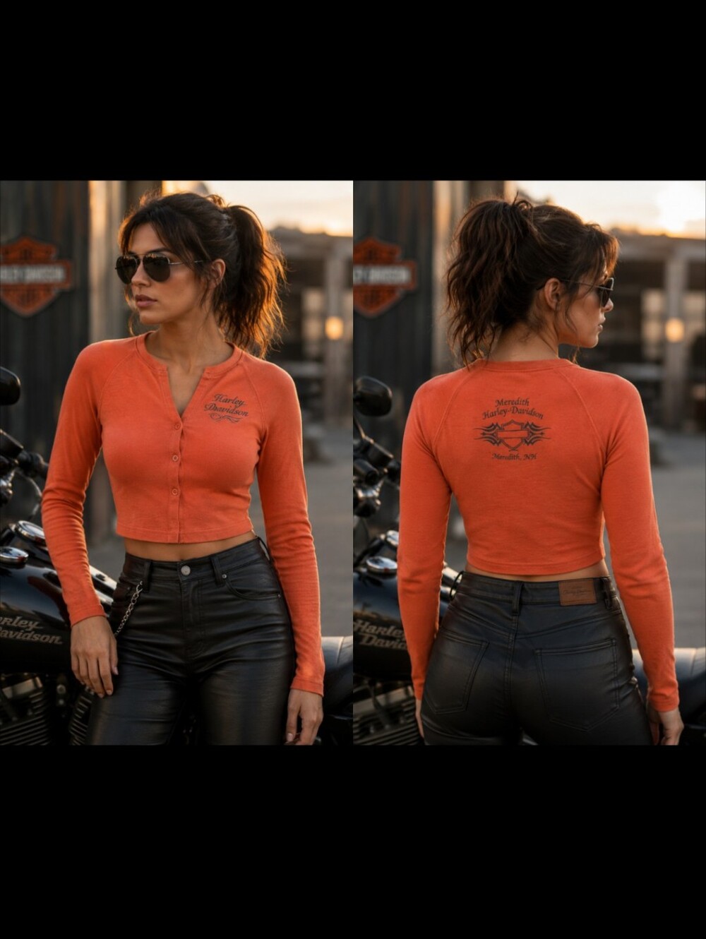 VINTAGE HARLEY-DAVIDSON - SIZE S  3 Button Crop Top - HOLOUBEK TAG